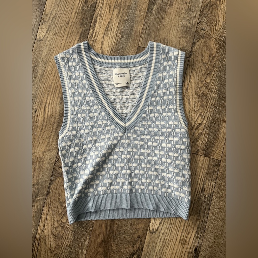 Abercrombie & Fitch Blue and White Knit Vest